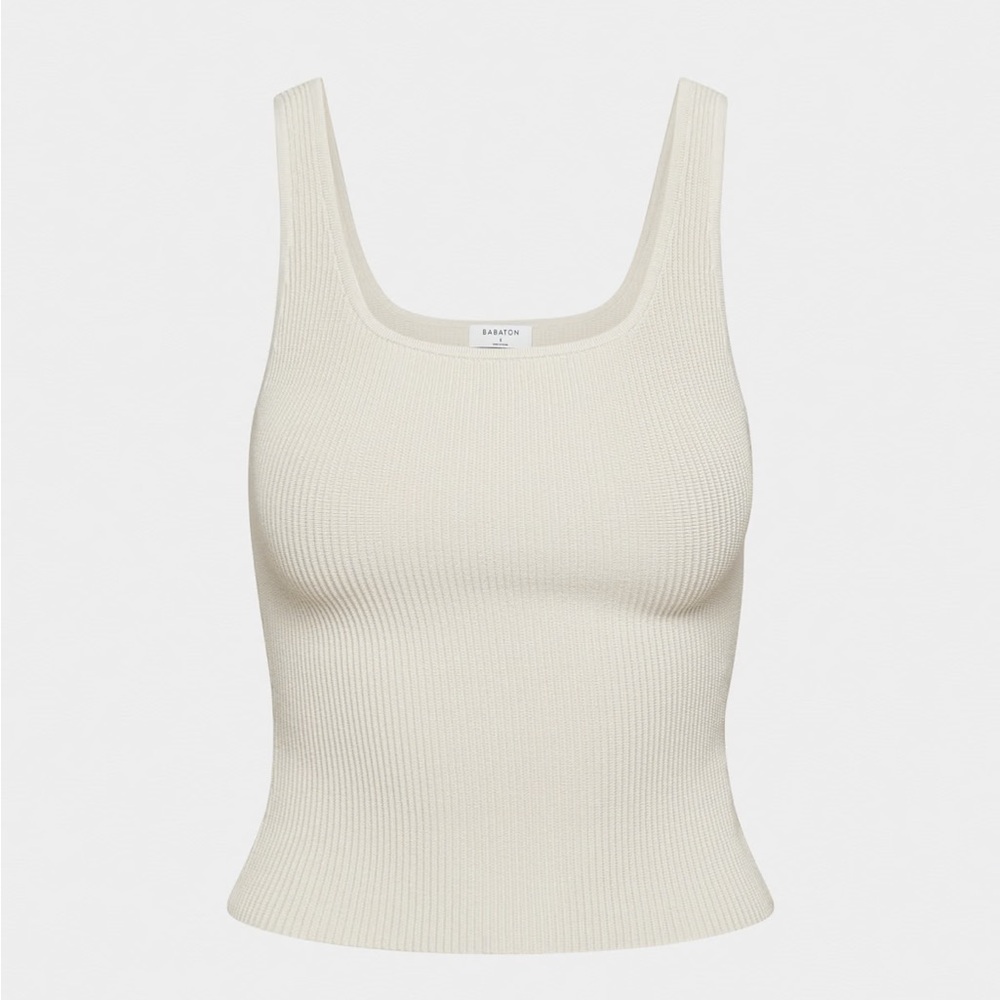 Aritzia Babaton Sculpt Knit Squareneck Tank in Matte Pearl